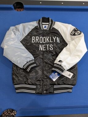 Large (16-18) Youth Starter Brooklyn Nets Varsity Satin Jacket NBA Kids